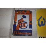 An enamel "JK Industries" advertising sign, 45.5cm x