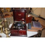 A Tritona mahogany cased wind-up table top gramoph