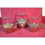 Three various Victorian copper kettles