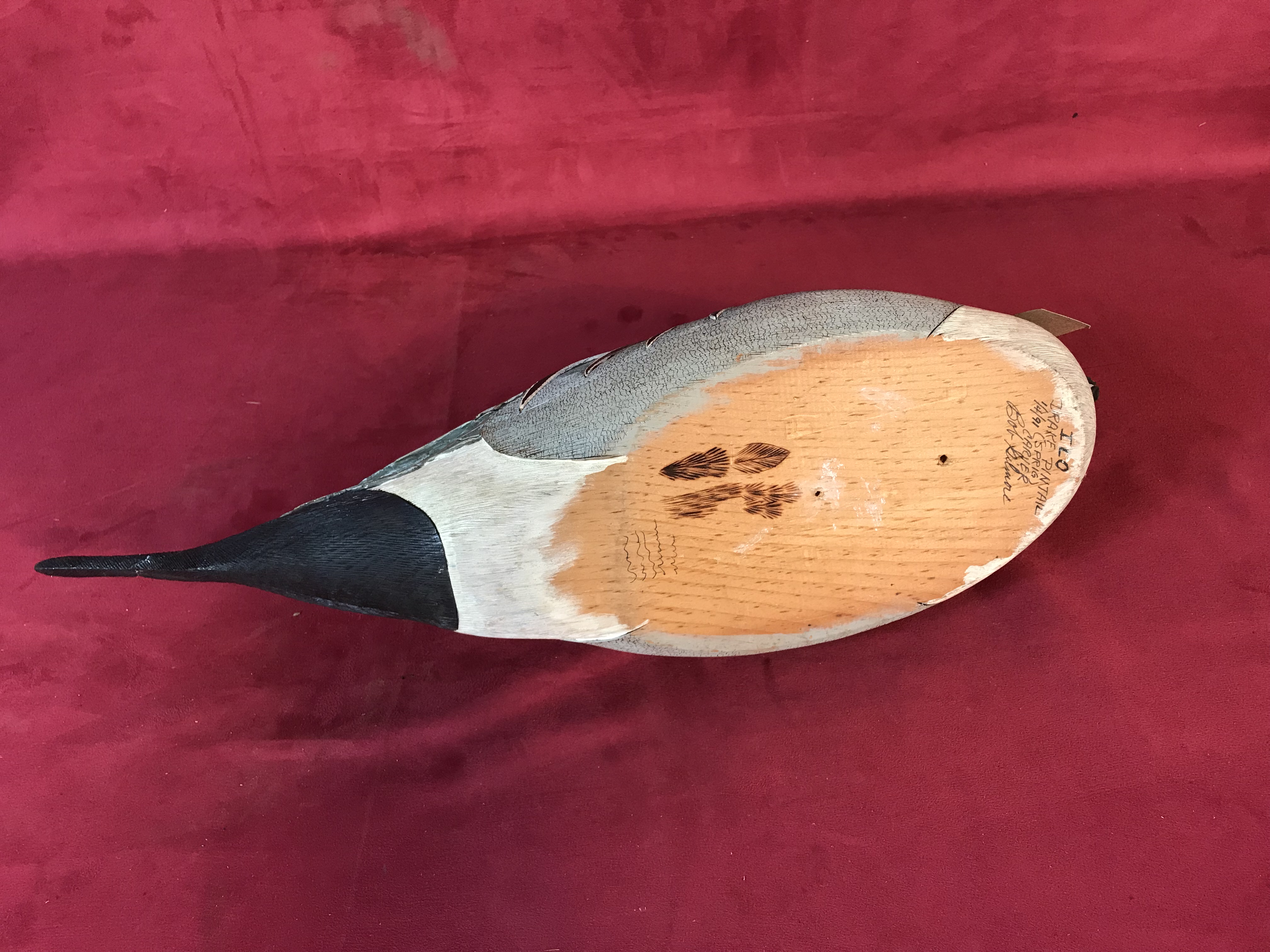 A wooden decoy drake pintail, modelled by Bob Gilm - Image 2 of 4