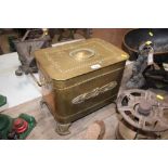 An early 20th Century brass coal box