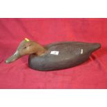 A wooden decoy duck, 53cm long