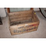 A vintage wooden advertising crate