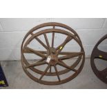 A pair of vintage iron wheels 61cm diameter