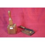 A vintage tobacco cutter and wooden press