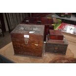 Three old radio boxes and small boxed item