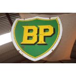 A BP double sided shield shape enamel advertising si