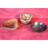 Three turned wooden bowls