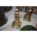A Victorian style brass table lamp with Corinthian