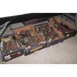 Four boxes of various wood working tools to inclu