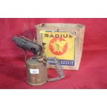 A brass Radius priming blow lamp in original box