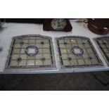 Eight stained glass window panels
