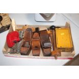 Various small wooden hand planes; mortice gauges;