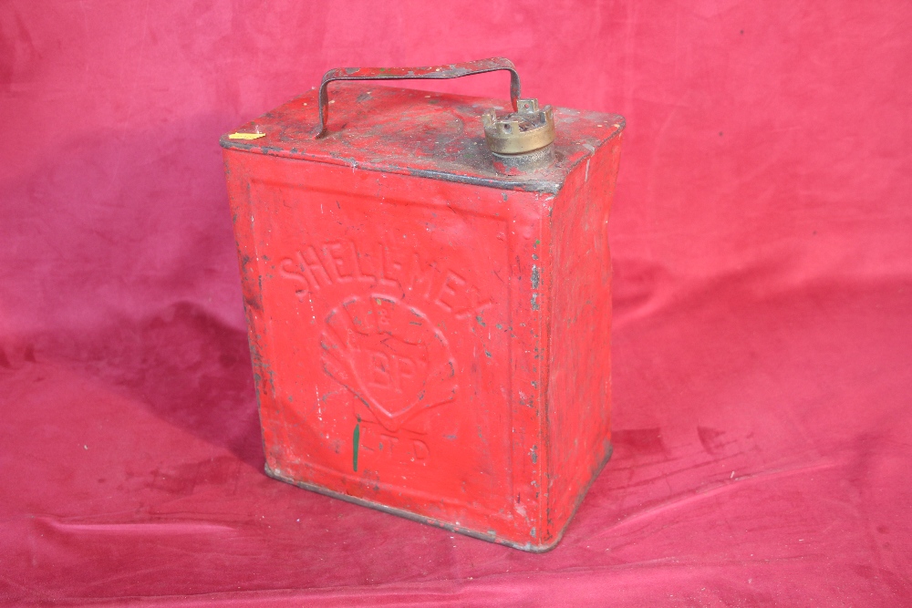 A Shell Mex BP Limited red painted fuel can with b