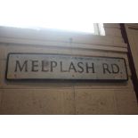 A metal sign for "Melplash Road" 104cm l