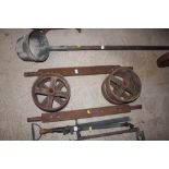 Two pairs of 9¾" dia. iron wheels and axles