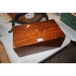 A Victorian walnut and brass bound writing box