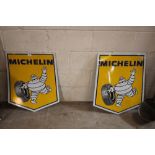 A pair of "Michelin" shield shape advertising signs