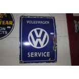 A "Volkswagen Service" enamel advertising sign, 57cm
