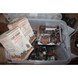 A large box of assorted radio parts etc.