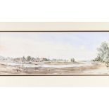 John Western, study of the Deben with Woodbridge Tide Mill and the Town in the far ground, signed