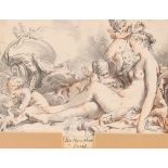 Boucher 1703 -1770, soft ground etching depicting cherubs and naked figure