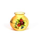 A Royal Worcester baluster posy vase, painted with foliate sprays, 6cm high