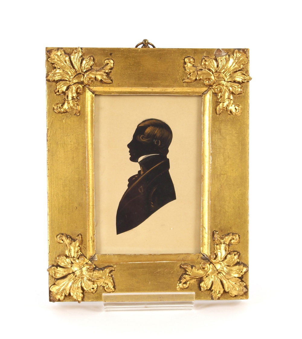 A 19th Century silhouette profile, of a gentleman, contained in decorative gilt frame