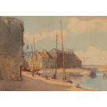 F.M. Anderson, study of a harbour scene, signed watercolour, 18.5cm x 25.5cm