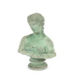 After the antique, a stoneware classical style bust of a maiden, 33cm high