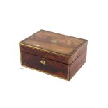 A 19th Century mahogany and brass mounted travelling toilet box, some interior fittings, 27.7cm