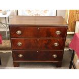 A 19th Century mahogany chest, fitted three long drawers raised on bracket feet, 90cm wide