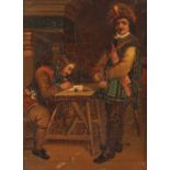 19th Century school, study of musketeers in tavern interiors, unsigned oils on panel, 19cm x 14cm