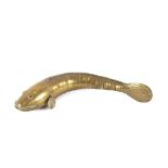 An Eastern brass articulated fish, 26cm long