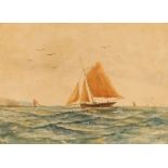 WHT, three studies of sailing vessels, initialled watercolours dated 1907, 20cm x 15.5cm