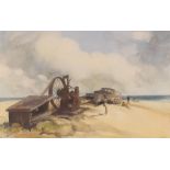 James Govier, beach scene at Dunwich, watercolour, 33cm x 53cm