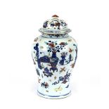 A 19th Century Chinese baluster vase and cover, decorated all over with objects and antiquities,