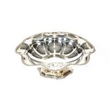 An Edwardian silver fruit comport, having gadroon border decoration, raised on octagonal spread