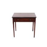 A 19th Century mahogany side table, fitted with a single drawer and raised on square section