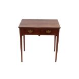 A 19th Century mahogany side table, fitted two short drawers, raised on square section tapering