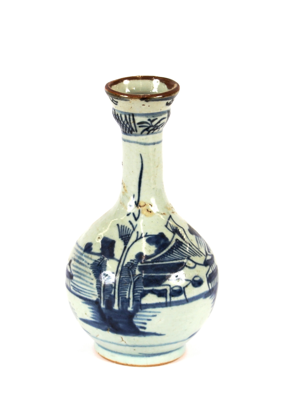 An 18th Century Chinese porcelain bottle vase, 23cm high