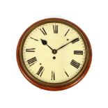 A VIctorian mahogany cased drop dial wall clock, with fuseé movement 35cm dia. overall