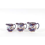 A set of three Ridgways Chinese "Japan" patterned graduated jugs,