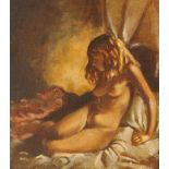 James Govier, study of a nude girl, signed oil on board, 34cm x 30cm