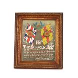 "The Twelfth Suffolk Regiment" reverse painted mirror, listing various campaigns etc. circa 1900,