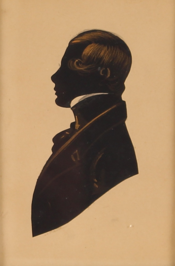 A 19th Century silhouette profile, of a gentleman, contained in decorative gilt frame - Bild 2 aus 2