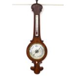 A Victorian walnut cased banjo barometer, 90cm