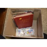 A box of stamps and albums