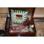 A 19th Century mahogany trinket box and contents t