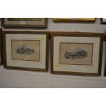 A set of four framed and glazed coloured prints de